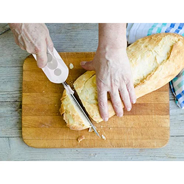 BEPER BP.790 – Elektrisches Küchenmesser für Fleisch, Brot, Tiefkühl, Käse, Obst und Gemüse, Doppelklinge aus Edelstahl, ausziehbare Klingen, Sicherheitsschalter, ABS-Kunststoff, Weiß und Taupe – Bild 2