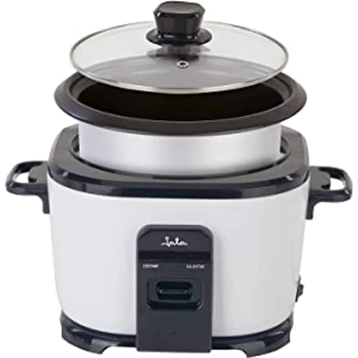 JATA AR394 Reiskocher, 1 l, Aluminium, mit automatischer Warmhaltefunktion und gehärtetem Glasdeckel, Schwarz/Grau, 400 W – Bild 2