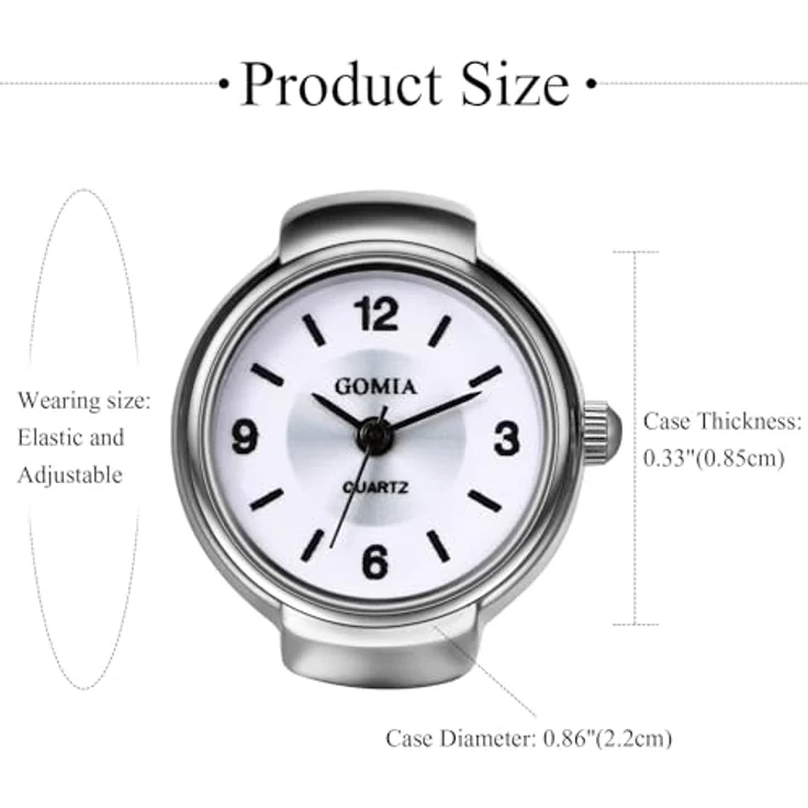 JewelryWe Ringuhr Damen, Elegante Fingeruhr mit Weißem Zifferblatt und Elastischem Legierungsband, 10m Wasserdicht, Analog Quarz Uhr – Bild 4