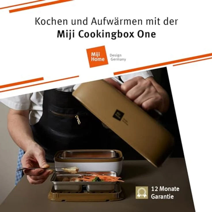 Miji Cookingbox One - Mobile elektronische Kochbox - das kleinste ''to go'' Kochgerät der Welt, Orange-White – Bild 4