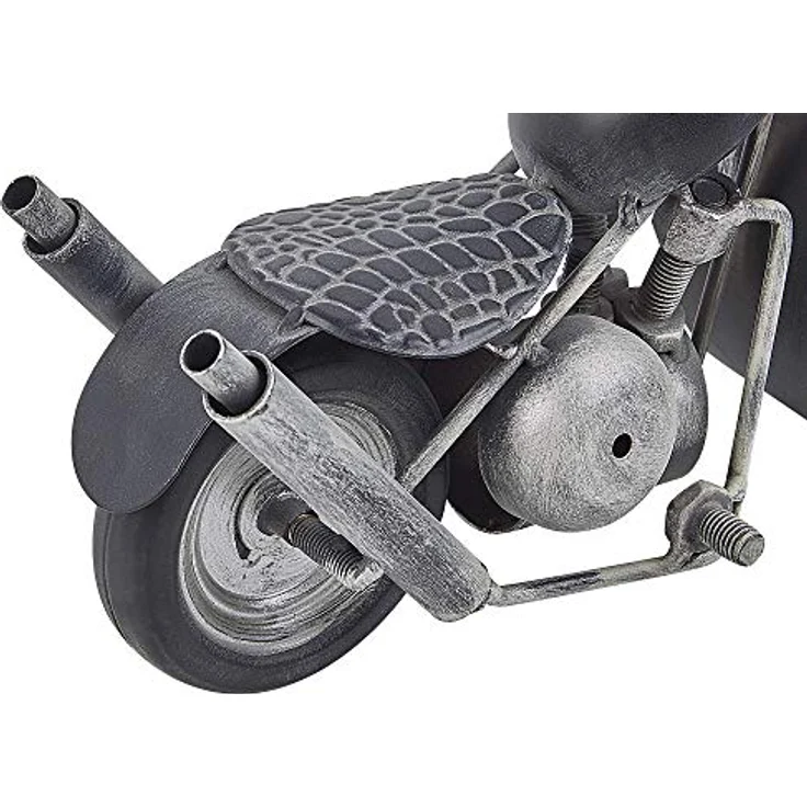 Beliani BERNO, Tischuhr in Motorradform, schwarz/silber, 19 cm, hochwertige Verarbeitung für stilvolle Dekoration – Bild 6