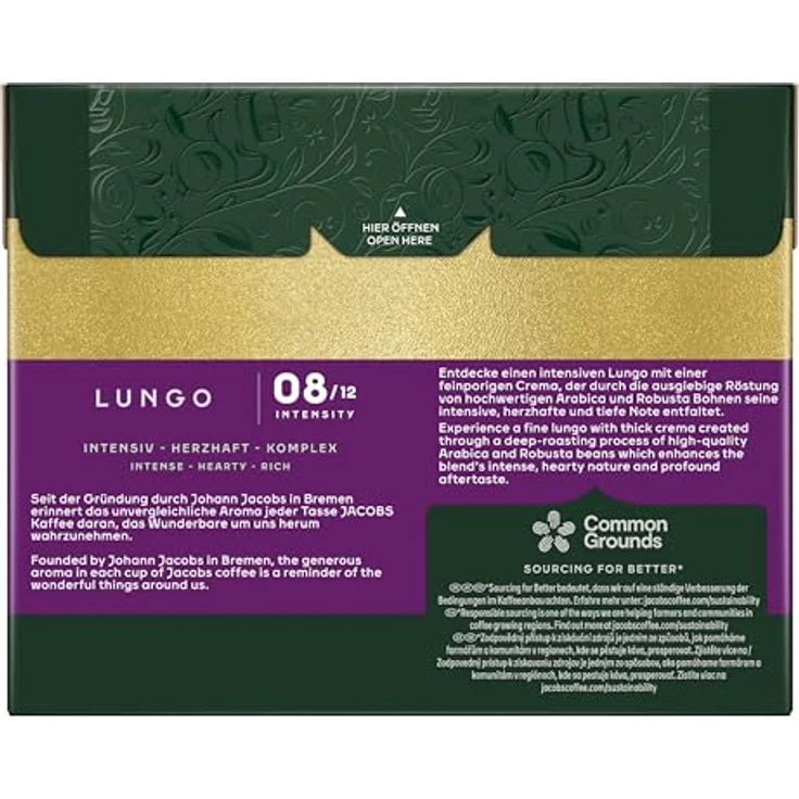 Jacobs Lungo 8 Intenso, Kaffeekapseln, Nespresso Kompatibel, Kaffee, 5x 40 Kapseln, á 5.2 g – Bild 2