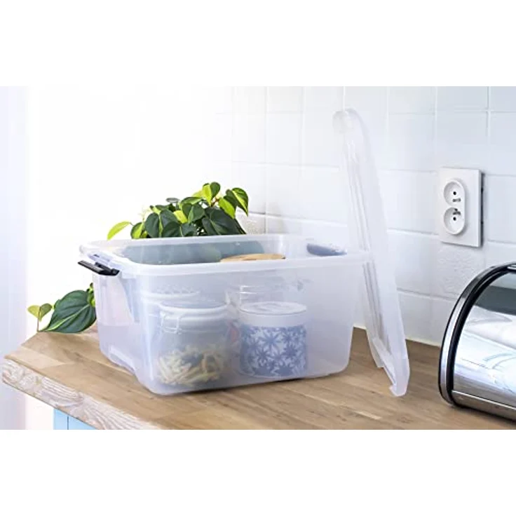 IRIS 3er-Set stapelbare Aufbewahrungsboxen 'Top Box', mit Deckel und Klickverschluss, 15 Liter, Kunststoff - Plastik, transparent – Bild 3