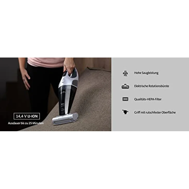 Eta Rotary 1425 90000 Handstaubsauger, 25 min Akkubetrieb, weiß-grau – Bild 2