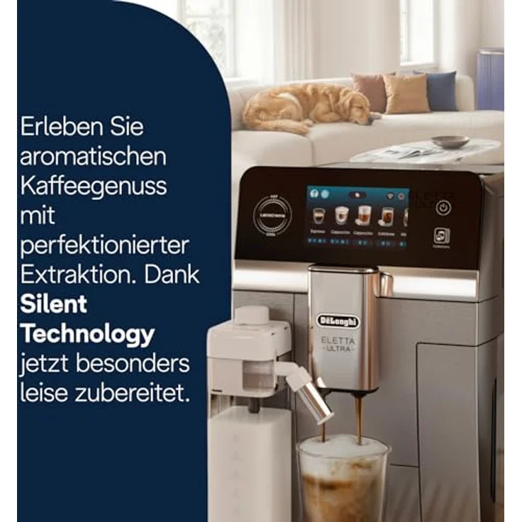 De'Longhi Eletta Ultra ECAM472.85.MB, Kaffeevollautomat mit LatteCrema Milchsystem, 50+ Getränke, 4,3-Zoll Farb-Touchdisplay, besonders leise, Metallgehäuse – Bild 4