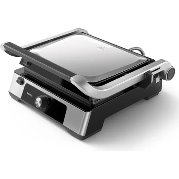 Philips Kontaktgrill HD6301/90 - Einstellbare Temperatur 60°C-200°C, 180° aufklappbar, große Grillfläche und High Power-Leistung, abnehmbare Antihaft-Platten und Fettauffangschale – Bild 1