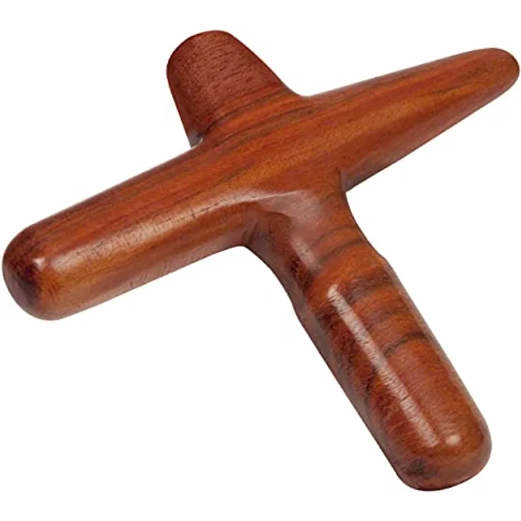 Sport-Tec Asiatisches Wellness-Massagekreuz aus Holz, einteilige Massagehilfe mit 4 Druckspitzen, Hartholz, ca. 11x10 cm