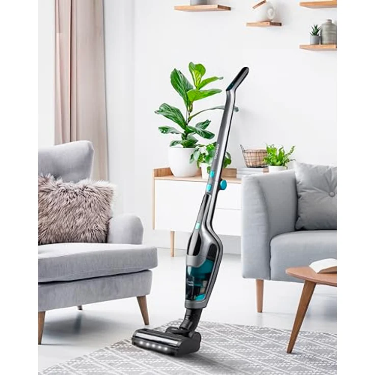 DOMO DO249SV, Akku Staubsauger 2-in-1, Schwarz/Blau, Zyklon-System mit HEPA-Filter, 55 Minuten Laufzeit, 130 W Motorleistung – Bild 4