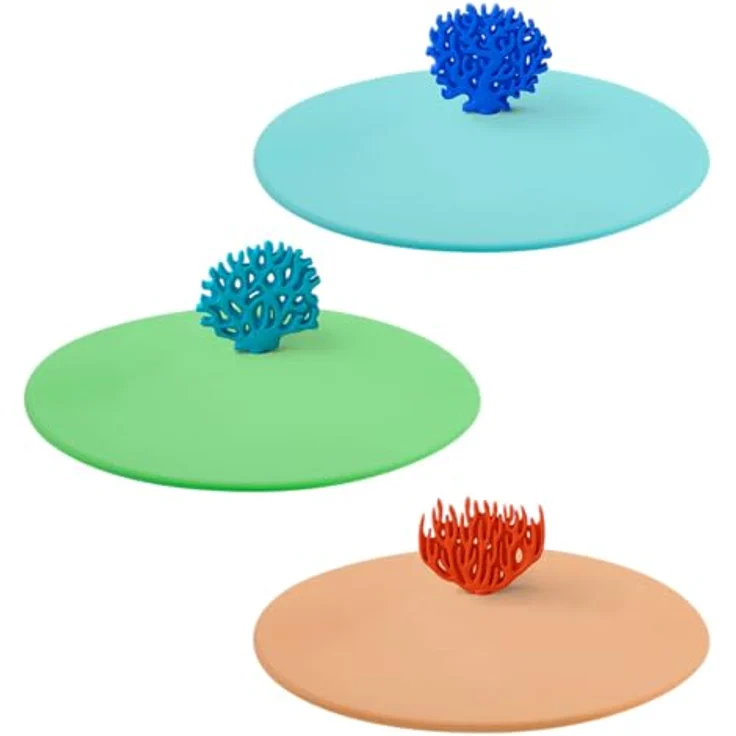 Lurch 211800 Glasabdeckung, Silikon, bunt, 3er Set mit verschiedenen Motiven, Ø 10,5 cm, BPA-frei und spülmaschinengeeignet – Bild 1