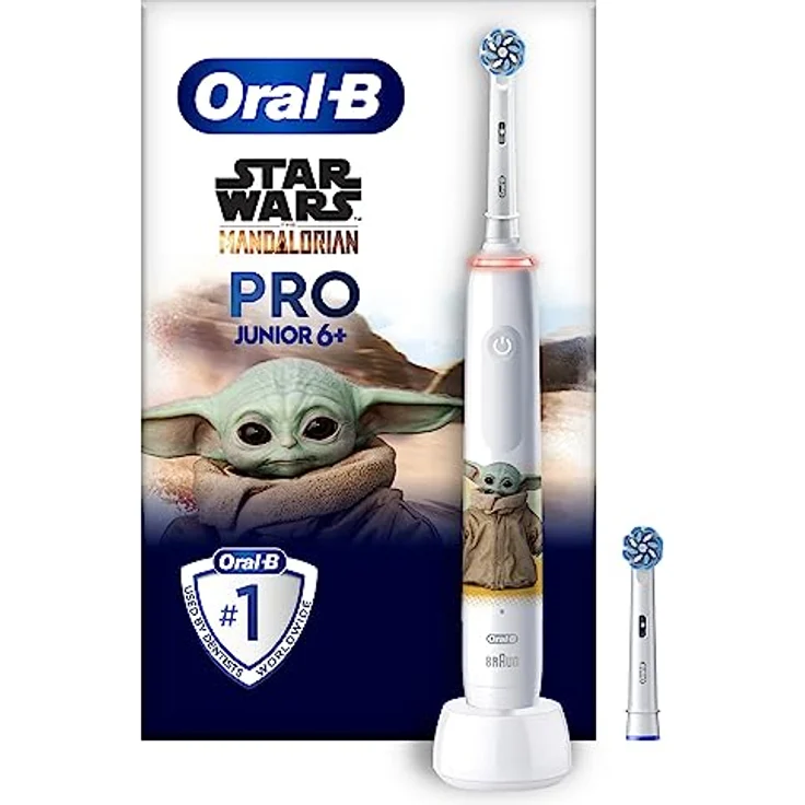 Oral-B Junior Pro Starwars Elektrische Zahnbürste/Electric Toothbrush für Kinder ab 6 Jahren, 2 Aufsteckbürsten, 360°-Andruckkontrolle, 3 Putzmodi inkl. Sensitive Zahnpflegee, Timer, weiß – Bild 1