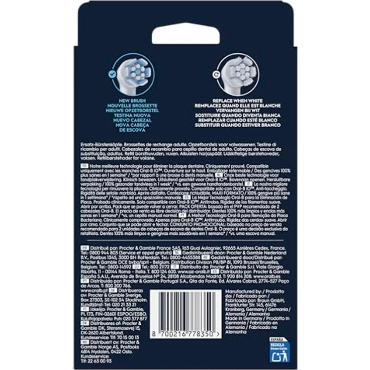 Oral-B iO Gentle Care Serie Original Ersatz-Rundbürsten für empfindliches Zahnfleisch, 8, mit Farbwechsel-Borsten – Bild 3