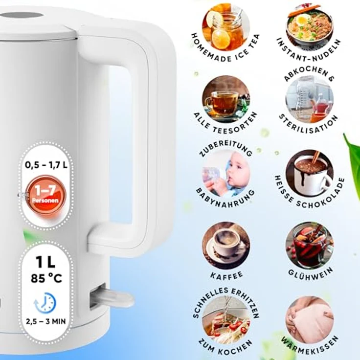 Stillstern Wasserkocher Turbo-Heat "Clarity", 1,7L, 2200W, doppelwandig, Anti-Fingerprint, leise, Edelstahl – Bild 7