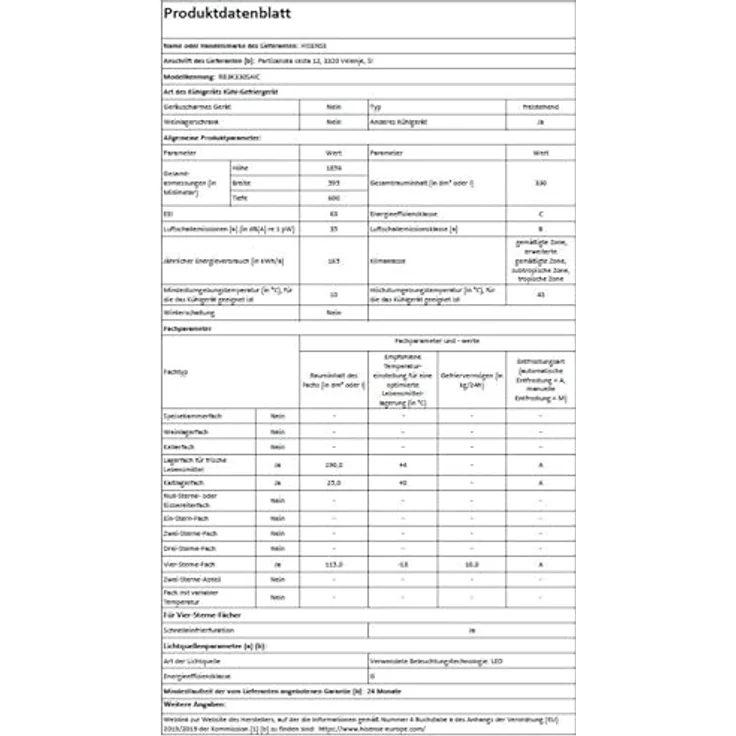 Hisense RB3K330SAIC, Freistehende Kühl-Gefrierkombination, 330 l, Energieeffizienzklasse C, Edelstahl – Bild 14