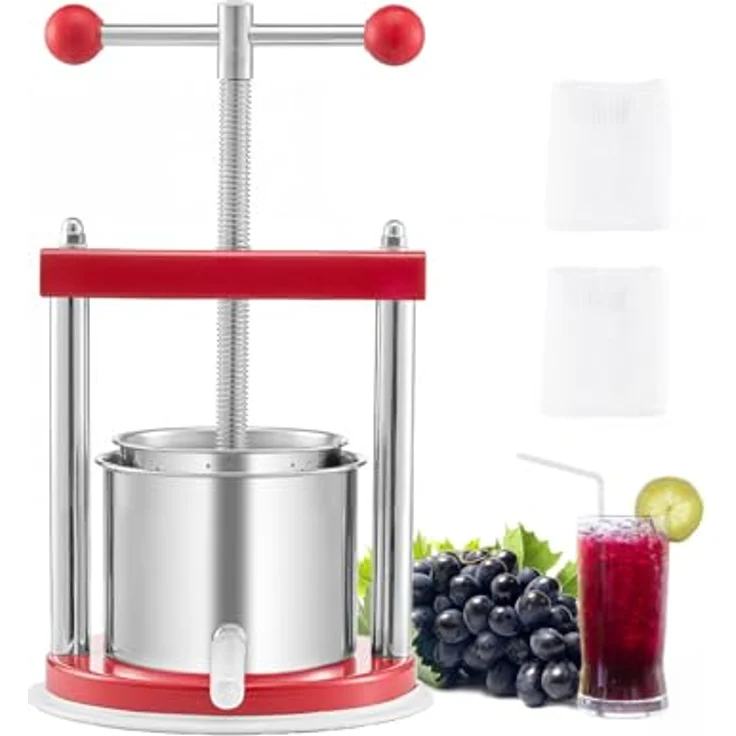 VEVOR Obstweinpresse Apfelmühle (1,65 L) mit 2 Edelstahlfässern, manueller Entsafter und robustem Design für gesunden Saft – Bild 1