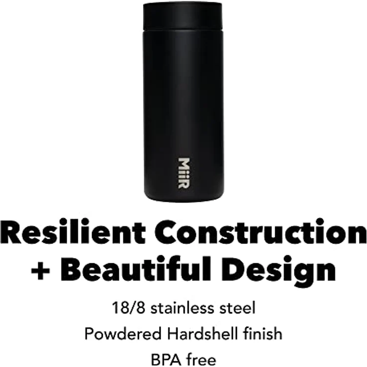 MiiR 360 Traveler, vakuumisolierte Thermoskanne, schwarz, 340 ml mit auslaufsicherem 360-Grad-Deckel und robuster Hardshell-Pulverbeschichtung – Bild 4