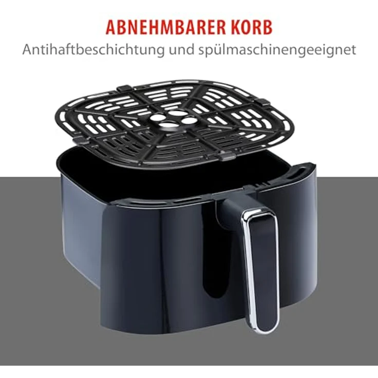 Alpina Heißluftfritteuse 4.5L - Airfryer für 3 bis 4 Personen - Digitalanzeige, Temperatur 80-200°C, Timer 60 Minuten - 1450W - Schwarz – Bild 5