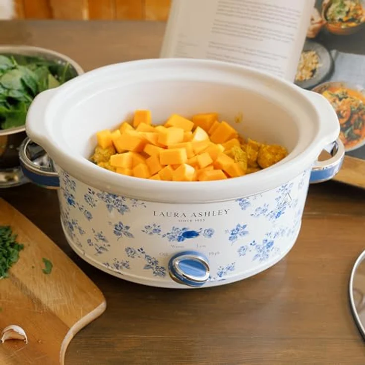 VQ Laura Ashley 6,5 Liter Schongarer mit China Rose Print, Slowcooker für 8-10 Personen, energieeffizient, 3 Heizstufen, gehärteter Glasdeckel – Bild 3
