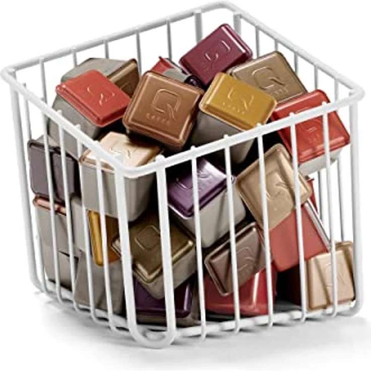 Tchibo Qbo Kapselkörbchen, Kapselkorb zur Aufbewahrung von ca. 40 Qbo Kapseln, rostfreier Edelstahl, weiß – Bild 1