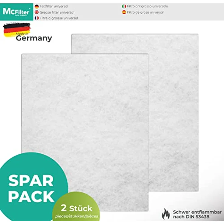 McFilter | 2 x Flachfilter für Dunstabzugshaube, universal (57 x 47cm), Filter zuschneidbar, starke Filterleistung, 100% kompostierbar, Abzugshaube Filter, Made in Germany - Preisvergleich – Bild 2