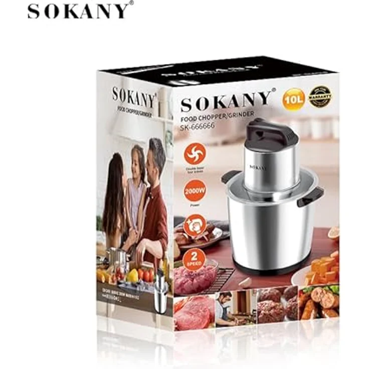 SOKANY 2000W Elektrischer Zerkleinerer, 10L Edelstahl Multizerkleinerer für Fleisch und Gemüse – Bild 9