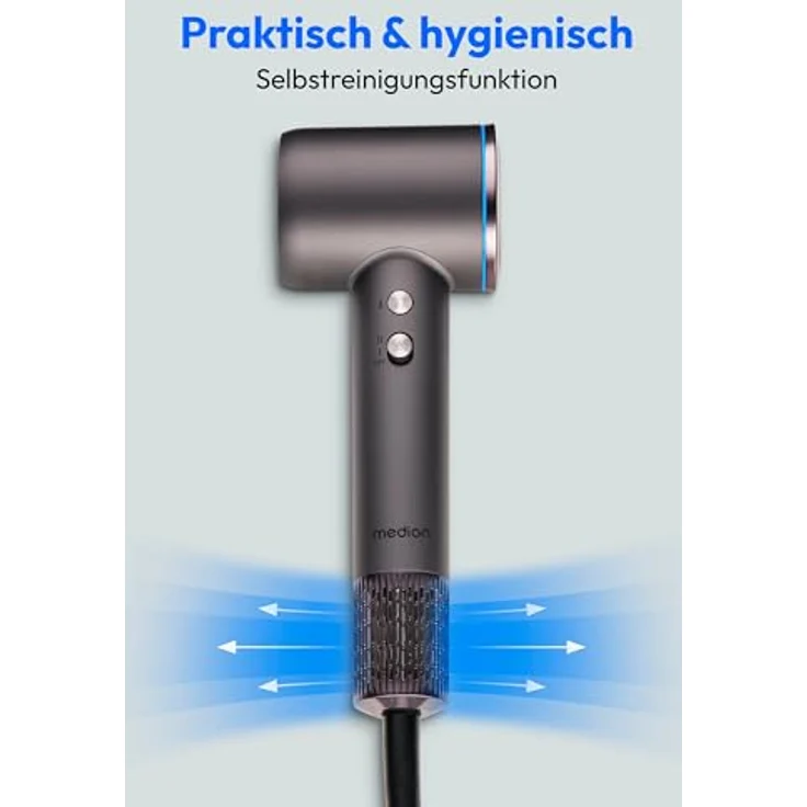 MEDION Haartrockner HD1 mit Diffusor (Ionen Technologie, 1.600 Watt, BLDC Motor) schwarz – Bild 4