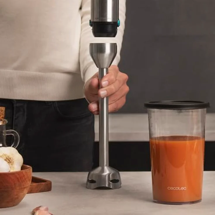 Cecotec Handrührgerät Power TitanBlack 1500 XL PerfectCream & Crush Stabmixer 1500 W, inkl. Zerkleinerer, Stampfer, Schneebesen, silber, schwarz – Bild 5