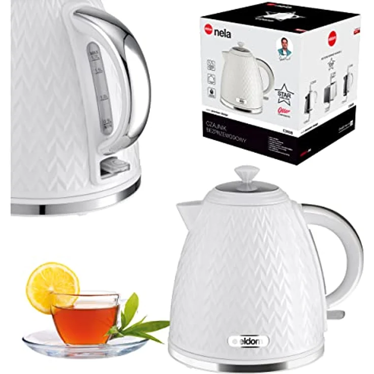 Eldom NELA Wasserkocher, 1,7L, 2000W, Kontrolllampe, Wasserstandsanzeige, weiß – Bild 2