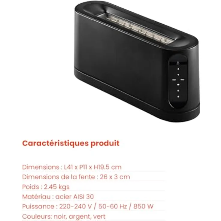 Jacob Jensen Langschlitztoaster Schwarz, 850 W für 2 Scheiben mit Soft-Lift-Mechanismus und 7 Bräunungsstufen – Bild 5