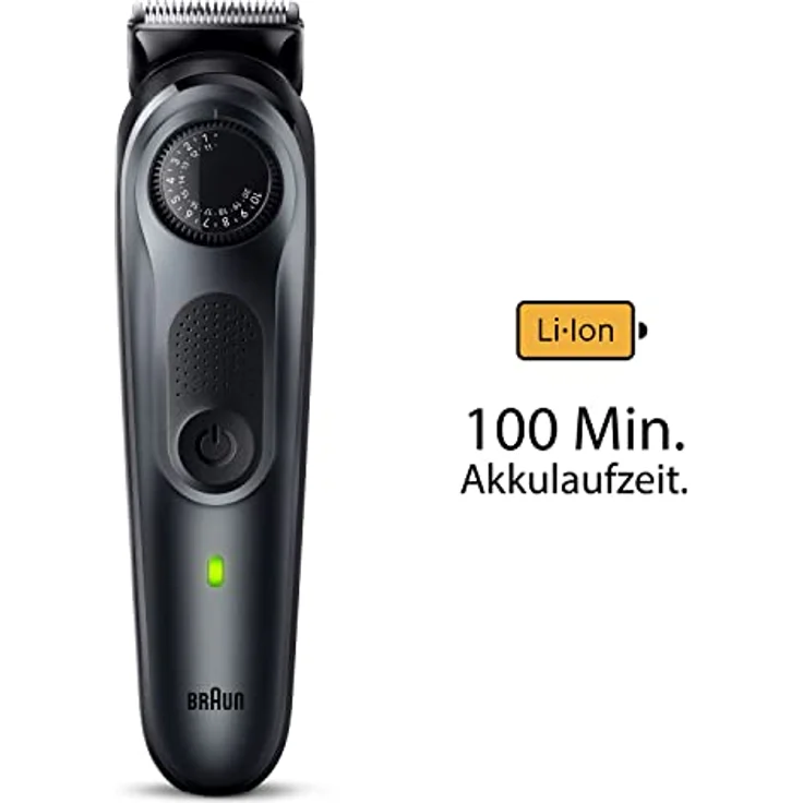 Braun Barttrimmer, Trimmer/Haarschneider Herren, Haarschneidemaschine mit ultrascharfer Klinge, 40 Längeneinstellungen, Tasche, 100 Min. kabellose Laufzeit, wasserdicht, Geschenk Mann, BT5450 – Bild 5