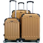 COFI 1453 Reisekoffer Koffer 3 TLG Hartschale Trolley Set Kofferset Handgepäck Gepäck Reisetasche Gold