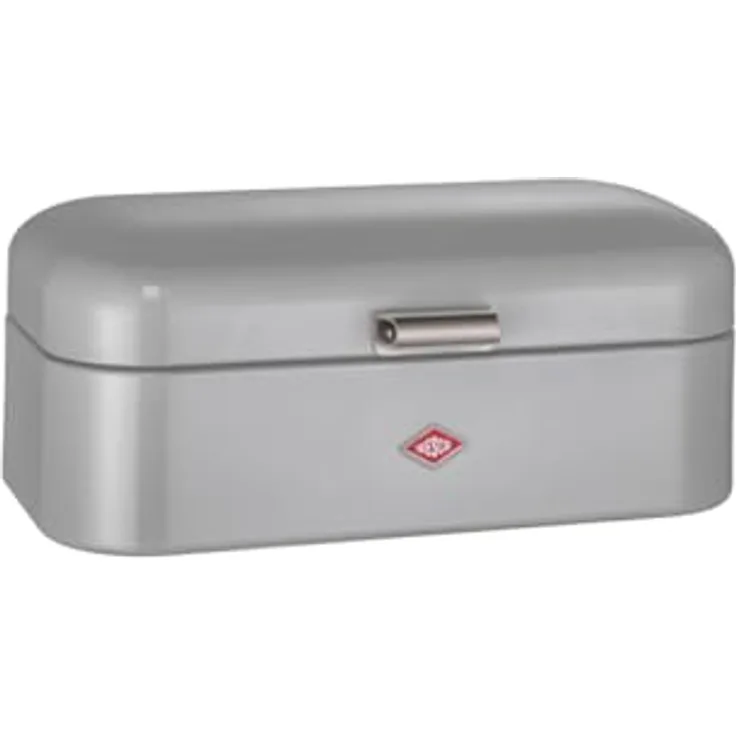 WESCO Grandy Brotkasten in grau, pulverbeschichtetes Stahlblech, Lüftungslöcher und stabiler Handgriff, 41 x 25,5 x 16,5 cm