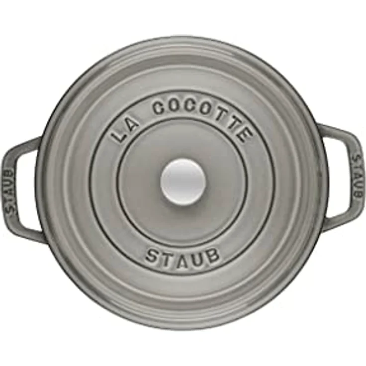 Staub 1102218 Cocotte-Bräter, rund mit Deckel 22 cm, 2,6 L, mit mattschwarzer lierung im Inneren des Topfes, graphitgrau – Bild 2