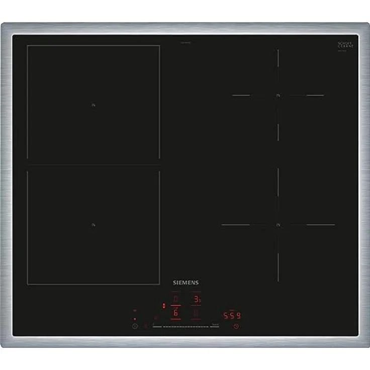 Siemens ED64RHSB1E iQ500, Smartes Induktionskochfeld, 60 cm, Schwarz, Mit Rahmen aufliegend, Kombi-Induktion, Intelligente Dunstabzugsautomatik – das perfekte Zusammenspiel