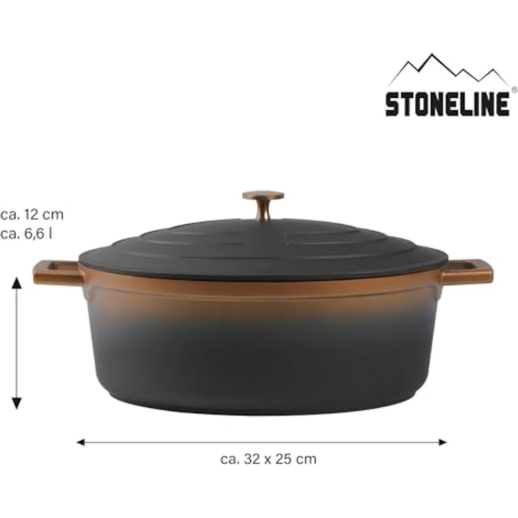 STONELINE Bräter, Aluguss-Bräter in Roségold mit Aroma-Regen und Antihaftbeschichtung – Bild 5