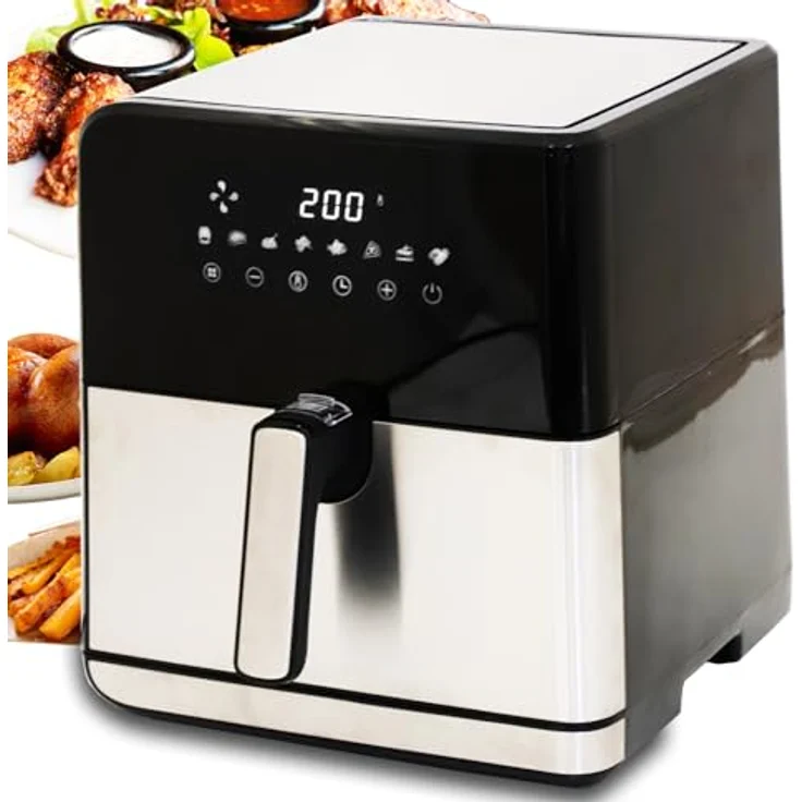 DMS XXL 8 Liter Heißluftfritteuse | Backofen | Heißluftgrill | Cooker | fettfrei und ohne Öl | inklusive 8 Programmen und digitalem Touch Display | 1800 Watt – Bild 1