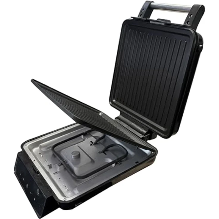 ADLER EUROPE 4-in-1 Sandwichmaker AD 3096, Sandwich-Toaster, Waffeleisen und Kontaktgrill, 2200 W, Temperaturregelung, Antihaftbeschichtung, Schwarz/Silber – Bild 3