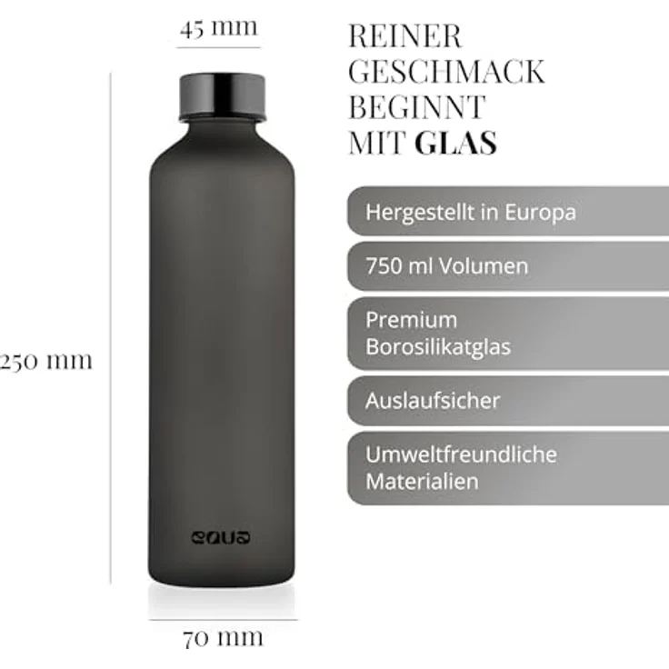 equa Trinkflasche Mismatch Ash, Borosilikatglas, sandgestrahlt, 750 ml – Bild 3