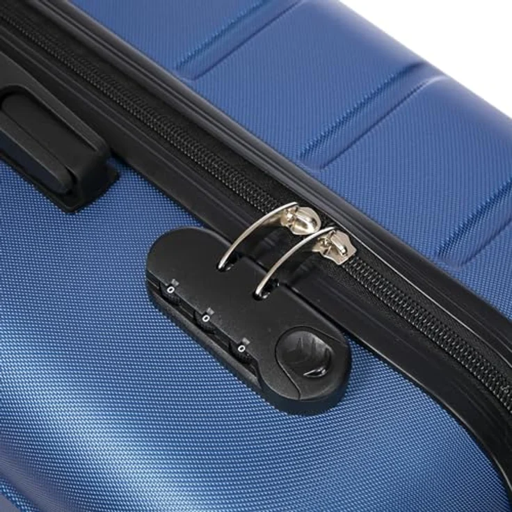 YONSLY Trolley Reisekoffer Set, Hartschalenreisekoffer M mit Zahlenschloss, 4 Rollen 360°, Gummigriff, Dunkelblau – Bild 3