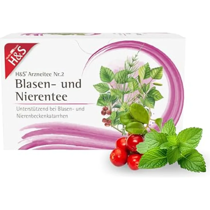 H&S Blasen- und Nierentee Filterbeutel, unterstützend bei Blasen- und Nierenbeckenkatarrhen, 20x2 g