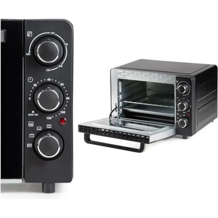 Domo Minibackofen "Bake & Snack" 20L, Tisch-Backofen mit Pizza-Funktion, 1300 Watt, Edelstahl-Griff, schwarz – Bild 7