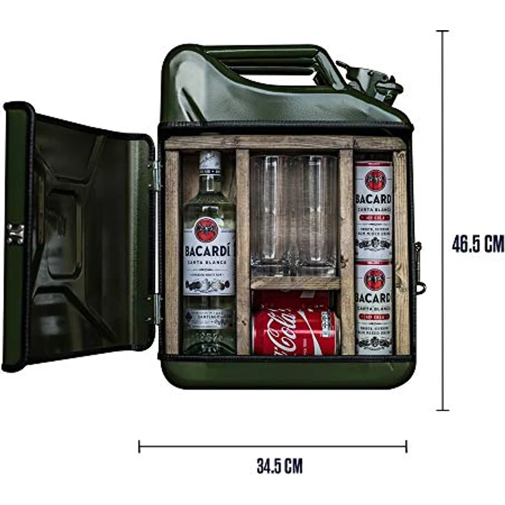 Mikamax, Bar Zubehör, Jerrycan Mix Drink Bar 20L – Whiskey Bar – Mobile Bar – Benzinkanister bar – Grün – 20 Li – Bild 4