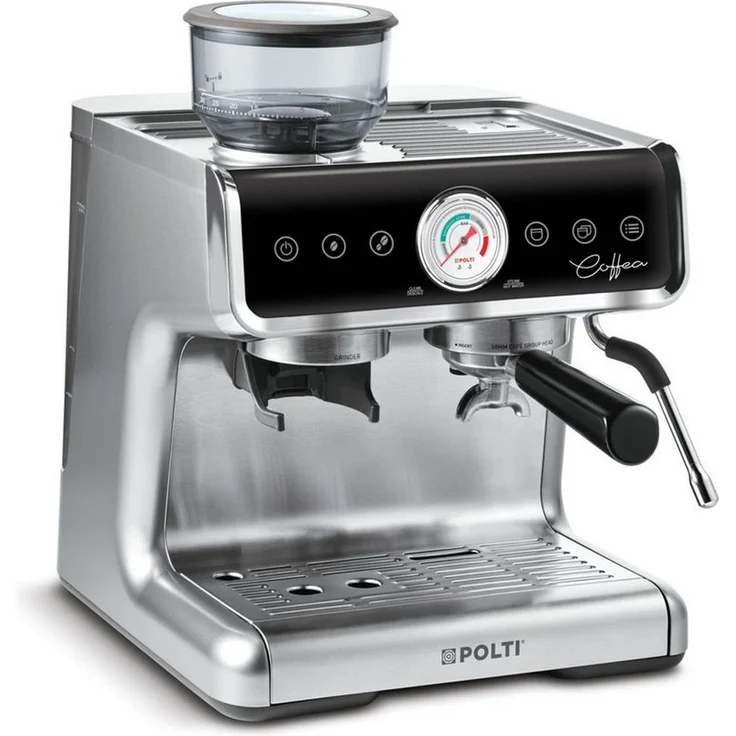 Polti COFFEA G50S Siebträgermaschine mit Mahlwerk, Espressomaschine mit 30 Mahlgraden, Touchpanel und Dampflanze – Bild 1
