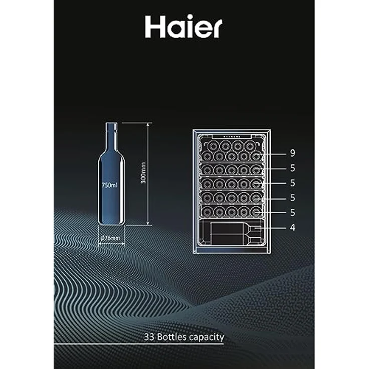 Haier HWS33GG Weinkühlschrank, freistehend, 33 Flaschen, Energieklasse G – Bild 7
