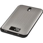 EMOS digitale Küchenwaage mit Wandhalterung, elektronische Edelstahl-Haushaltswaage bis zu 10 kg, beleuchteter LCD-Display, wiegt in g, kg, ml, oz, lb, tl, inkl. Batterien Silbern