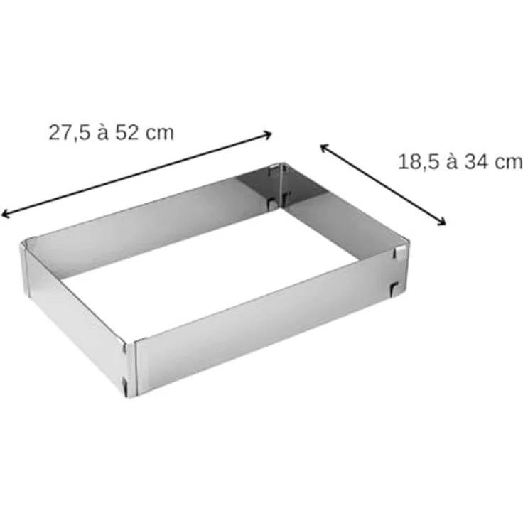 Zenker Backrahmen ausziehbar ''Patisserie'' verstellbarer Backrahmen Tortenrahmen rechteckig, 27,5 - 52 cm x 18,5 - 34 cm, Menge: 1 Stück – Bild 4