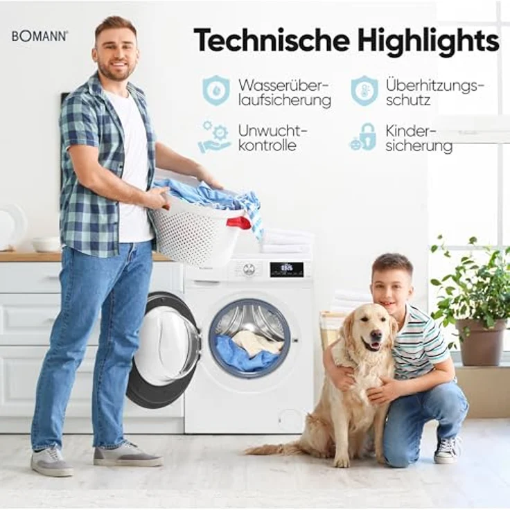 "BOMANN Waschtrockner WAT 7186, 2in1-Lösung für Waschen und Trocknen, 8kg/5kg, Edelstahl-Trommel, 1400 U/Min." – Bild 6