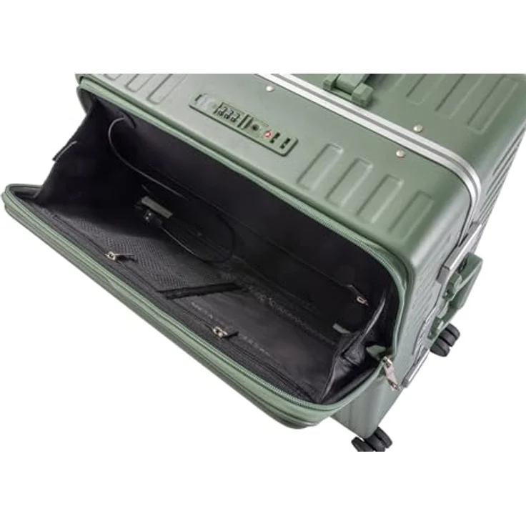 Travelhouse Hartschalen-Trolley Roma, 4 Rollen, mit USB und Getränkehalter Aluminium-Rahmen & Polycarbonat Hartschale, Schwarz – Bild 3