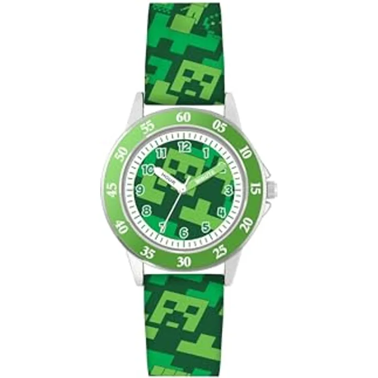 Minecraft Creeper MIN9033 Quarz-Armbanduhr für Lehrer, Grün, Modern, Kristallverzierung