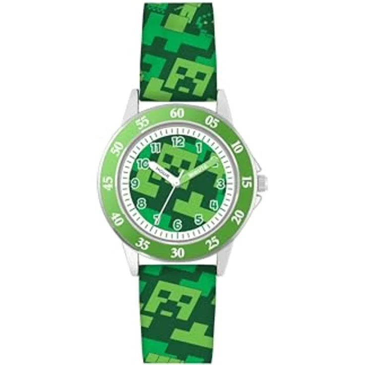 Minecraft Creeper MIN9033 Quarz-Armbanduhr für Lehrer, Grün, Modern, Kristallverzierung – Bild 1