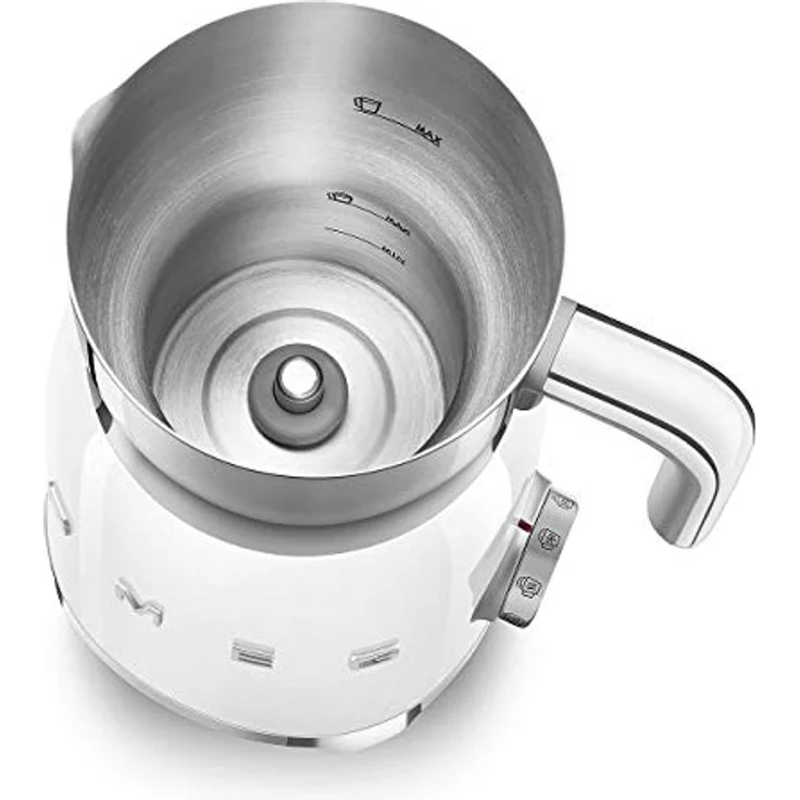 Smeg MFF01WHEU Milchaufschäumer, 500W, 600ml warme & 250ml kalte Milch, weiß – Bild 4